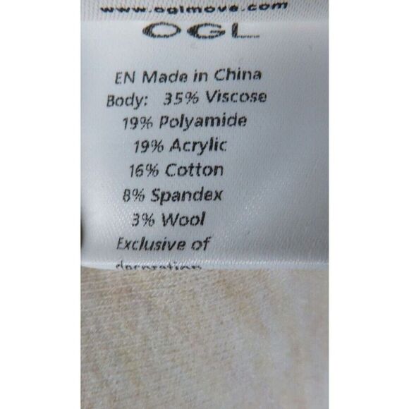 OGL FuzzLuxe Wool Blend High Waist Straight Leg Pull On Pants Beige Size Medium - Picture 5 of 7